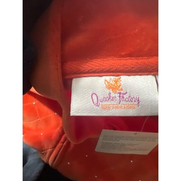 NEW Quacker Factory Womens XL Orange  Quilted Vest W/ Rhinestone Accents & Zip F - Picture 2 of 11